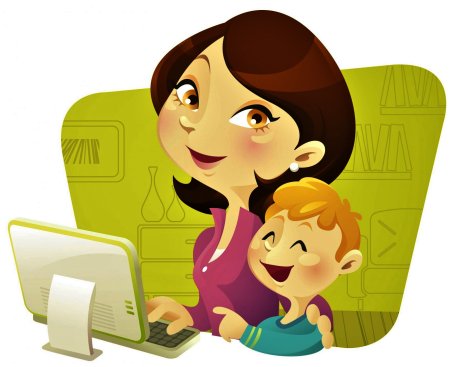 Дети с родителями в интернете