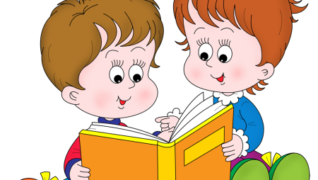 Дети читают книги на прозрачном фоне