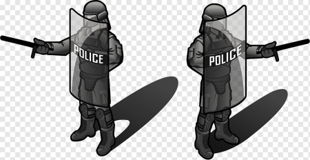 Полиция с щитами и дубинками арт