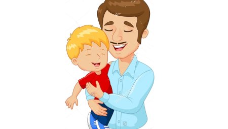 Папа с детьми на прозрачном фоне