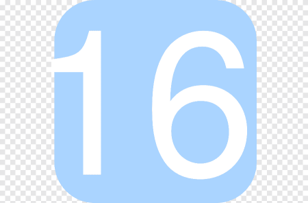 Цифра 16 на прозрачном фоне