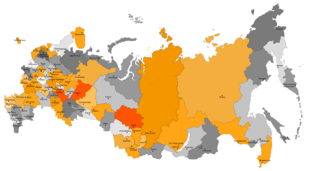 Регионы России на белом фоне