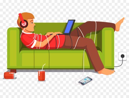 Человечек лежит на диване