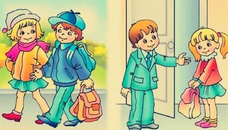 Мальчик уступает девочке