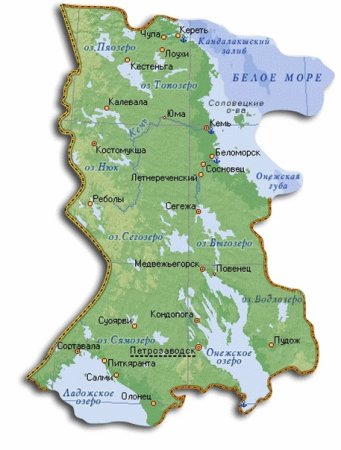 Республика Карелия на карте