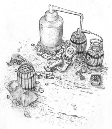 Самогонный аппарат рисунок Moonshiner
