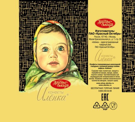 Обертка конфеты Аленка красный октябрь