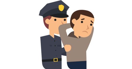 Задержанный преступник для презентации