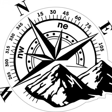 Наклейка роза ветров компас горы