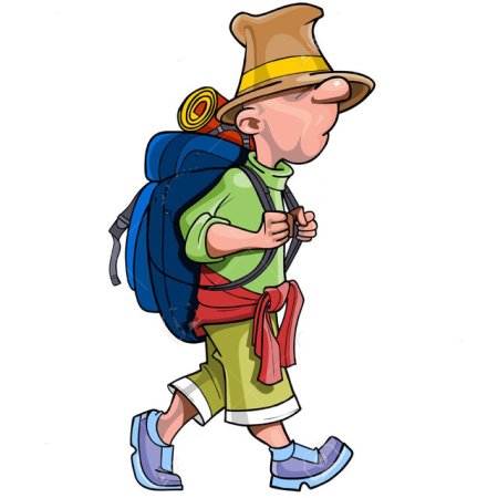 Турист с рюкзаком мультяшный