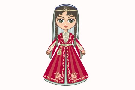 Национальный костюм чеченцев в векторе