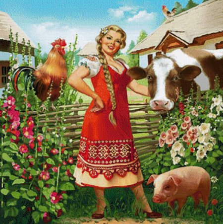 Русская красавица с караваем для детей