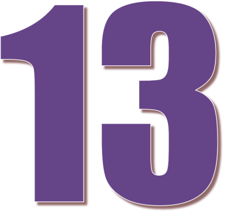 Цифра 13 на белом фоне