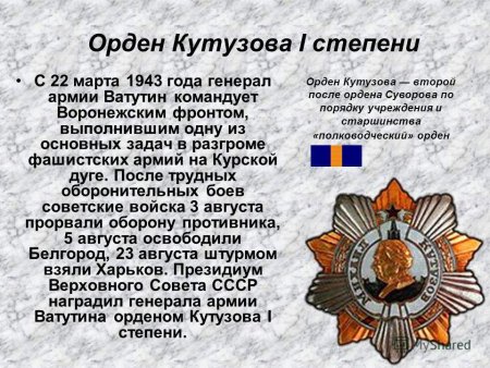 Орден Кутузова 3 степени сзади