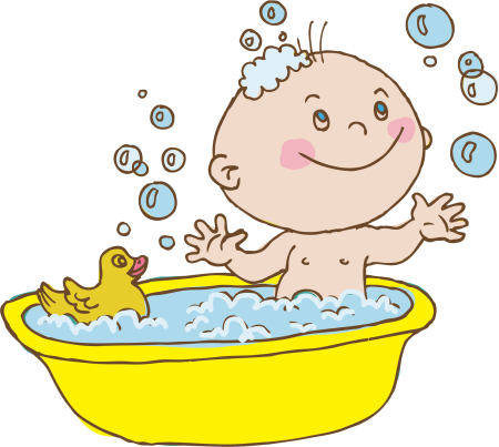 Мультяшный ребенок в ванной