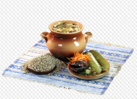 Блюда русской кухни на прозрачном фоне