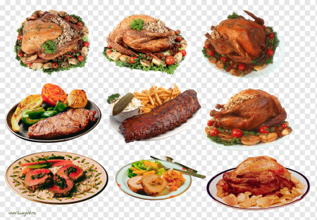 Мясные блюда на прозрачном фоне