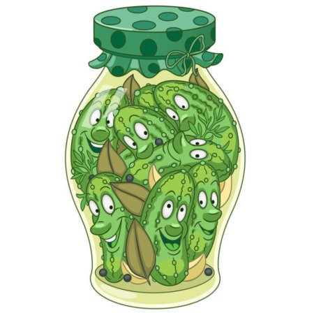 Ребенок с солеными огурцами банкой