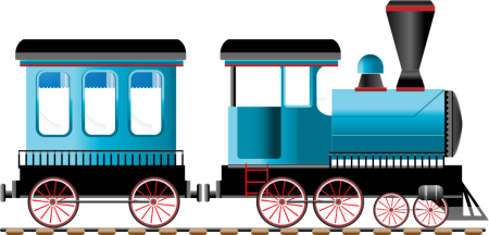 Поезд с вагонами на белом фоне