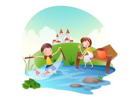 Природа и дети векторные