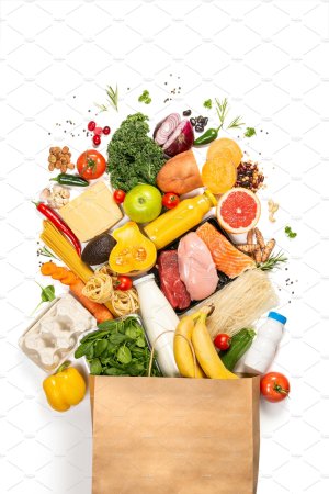 Продукты питания на белом фоне