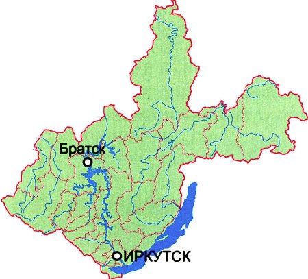Карта Иркутской области с районами