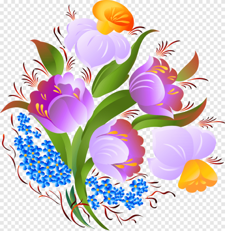 Нарисованные цветы на прозрачном фоне