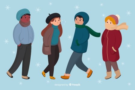 Зимние персонажи векторные