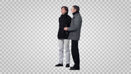 Люди в зимней одежде на прозрачном фоне