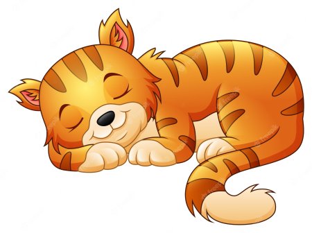 Мультяшная кошка лежит