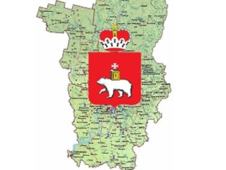Карта Пермского края с флагом