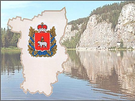 Карта Пермского края с флагом