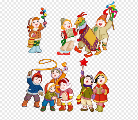 Новогодние персонажи векторный клипарт на прозрачном фоне