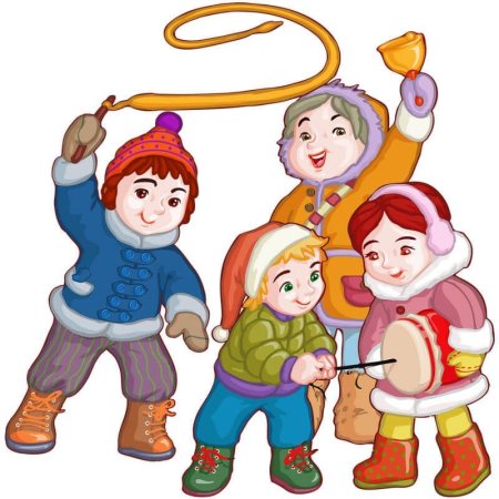 Дети зимой на прозрачном фоне