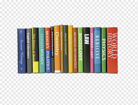 Книги в ряд на прозрачном фоне