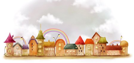 Детский город на прозрачном фоне