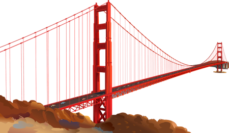 Мост золотые ворота на белом фоне