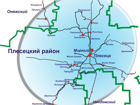 Карта Плесецкого района Архангельской области