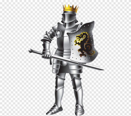 Рыцарь в доспехах на белом фоне