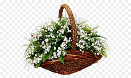 Корзина ландышей на прозрачном фоне