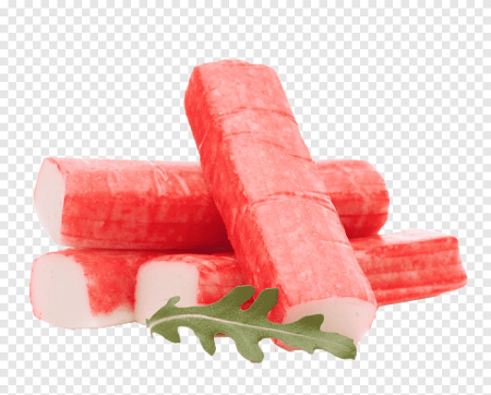 Крабовые палочки на белом фоне