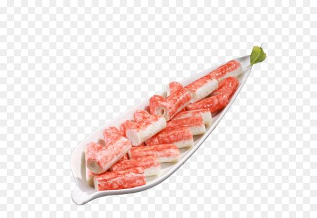 Крабовые палочки на белом фоне