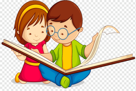 Дети с книгами на прозрачном фоне