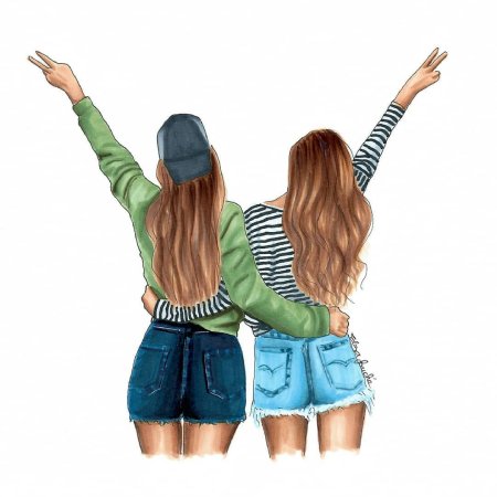 Подружки на белом фоне