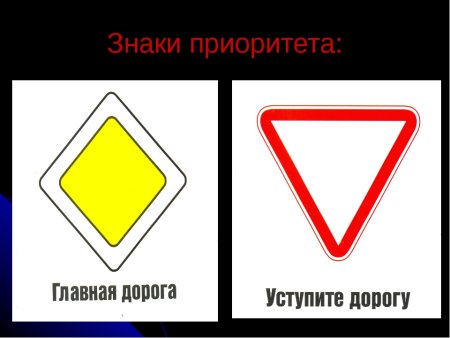 Дорожные знаки приоритета