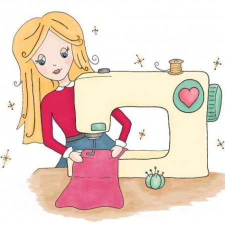 Девочка шьет на машинке