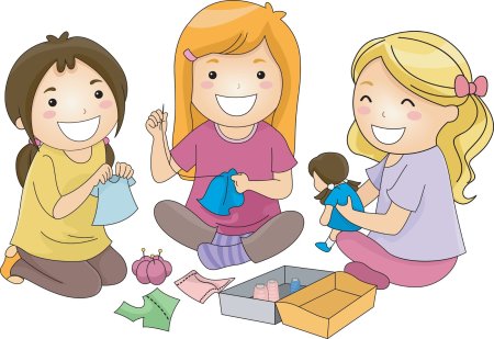 Дети играют в куклы рисунок