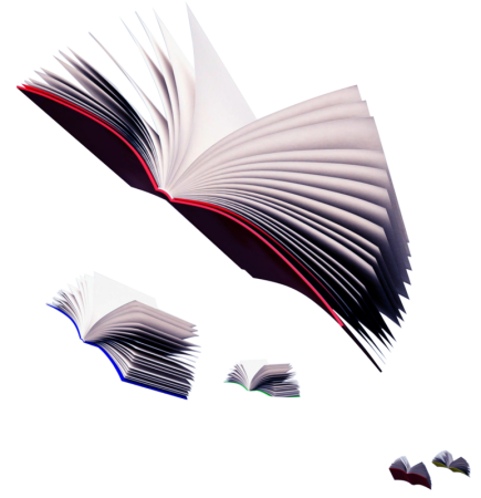 Летающие книги на прозрачном фоне