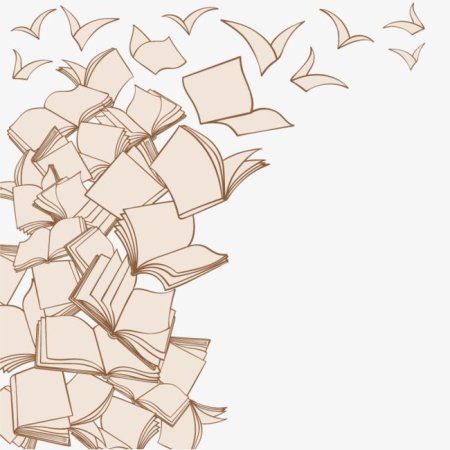 Летающие книги на прозрачном фоне