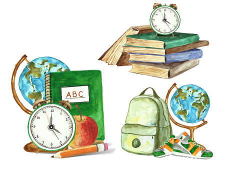 Школьная тематика акварель